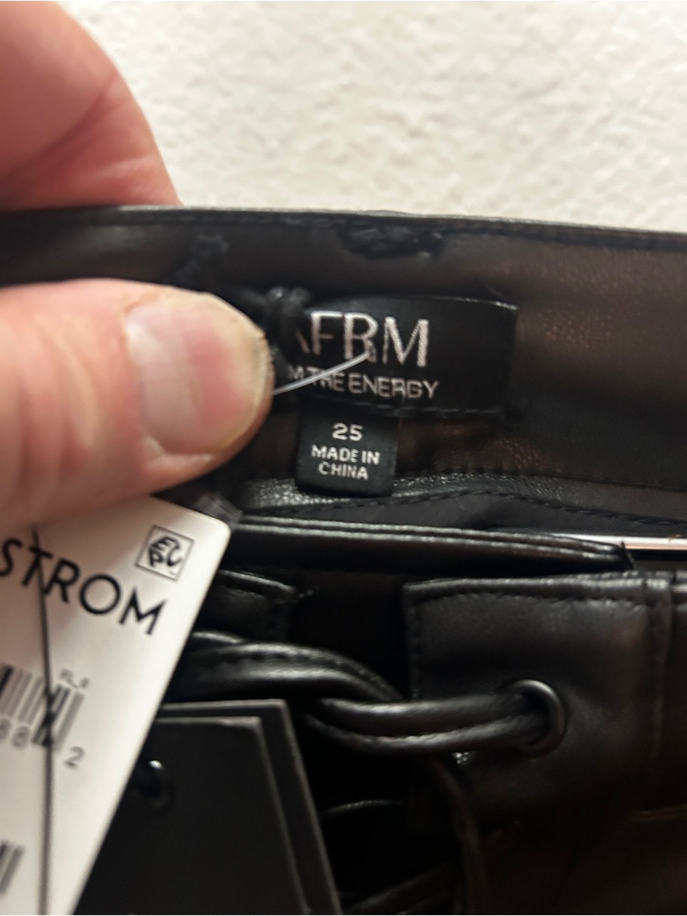 AFRM Black Faux Leather Pants with Drawstring Detail - Picture 3 of 8